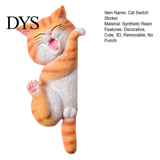 Cartoon Cat Switch Shield 3D Light Sticker, Decorative Resin Wall Plate Cover, Cute Animal Child Safe Cover Stickers, Peel And Stick decorations