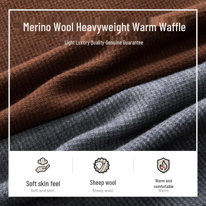 MONTAGUT Men's Autumn/Winter Stand-Collar Wool Blend Pullover Sweater