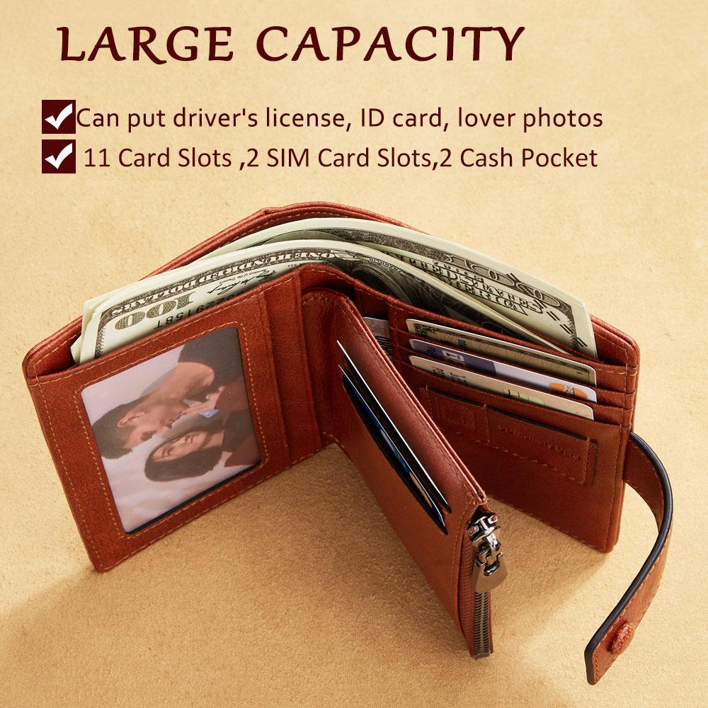 Vintage Men Genuine Leather Wallet RFID Blocking Trifold Short Multi Function Money Clip Large Capacity Zipper Coin Purse