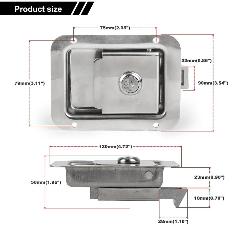 Защелки для ручек ящика для инструментов прицепа из нержавеющей стали с замком Полированные защелки для ящика для инструментов Замок с лепестками 4,7x4 дюйма с 2 ключами