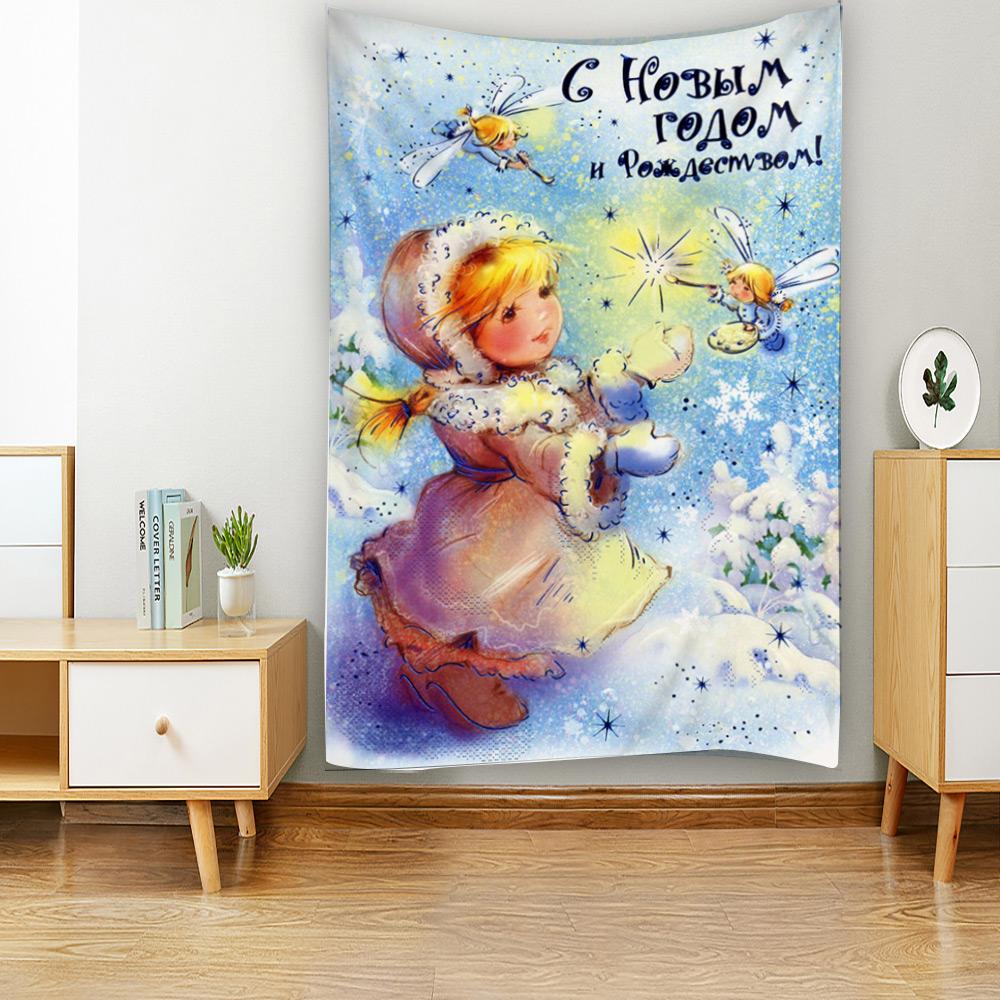 Новый год Рождество Санта-Клаус настенный гобелен арт-деко одеяло занавес висит дома спальня гостиная украшение