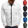 Denim Jacket Casual Solid Color Lapel Collar Jacket Cardigan Button Cargo Jacket Men