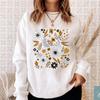 Colored Wildflowers Sweatshirt Retro Women Long Sleeve Graphic Boho Pullovers