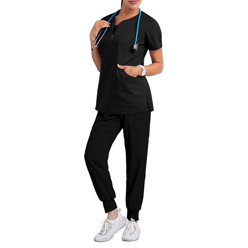 Two Piece Womens Ladies Short Sleeve Nurse Scrub Tops T-Shirt+Pants Sets Hospital Medical Nursing Uniform Outfits