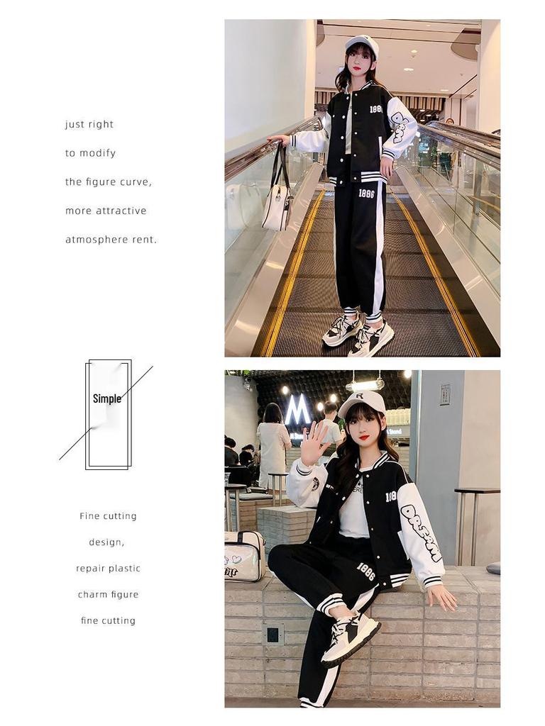 Девочки Весенне-Осенний Модный Костюм: Модные блейзеры и спортивная одежда для детей