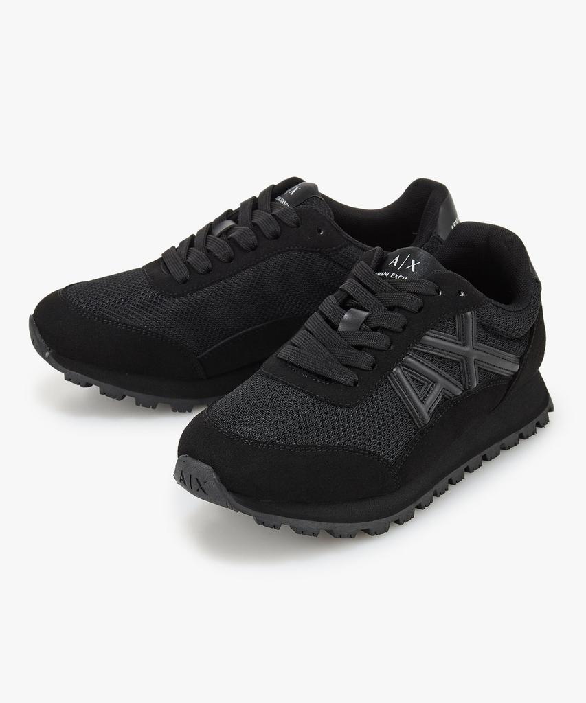 Женские сетчатые кроссовки Armani Exchange с тисненым логотипом _Черный_A425375506