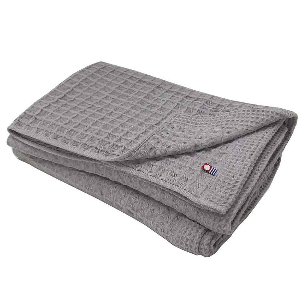 Imabari Towels, Set of 2 Bath Towels, Waffle Weave, Light Gray, 60x125cm