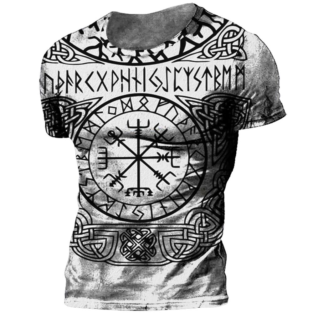 Винтажная мужская футболка с 3d принтом викингов, футболки, летние топы, повседневные свободные футболки, мужская одежда, уличная толстовка в стиле хип-хоп с круглым вырезом