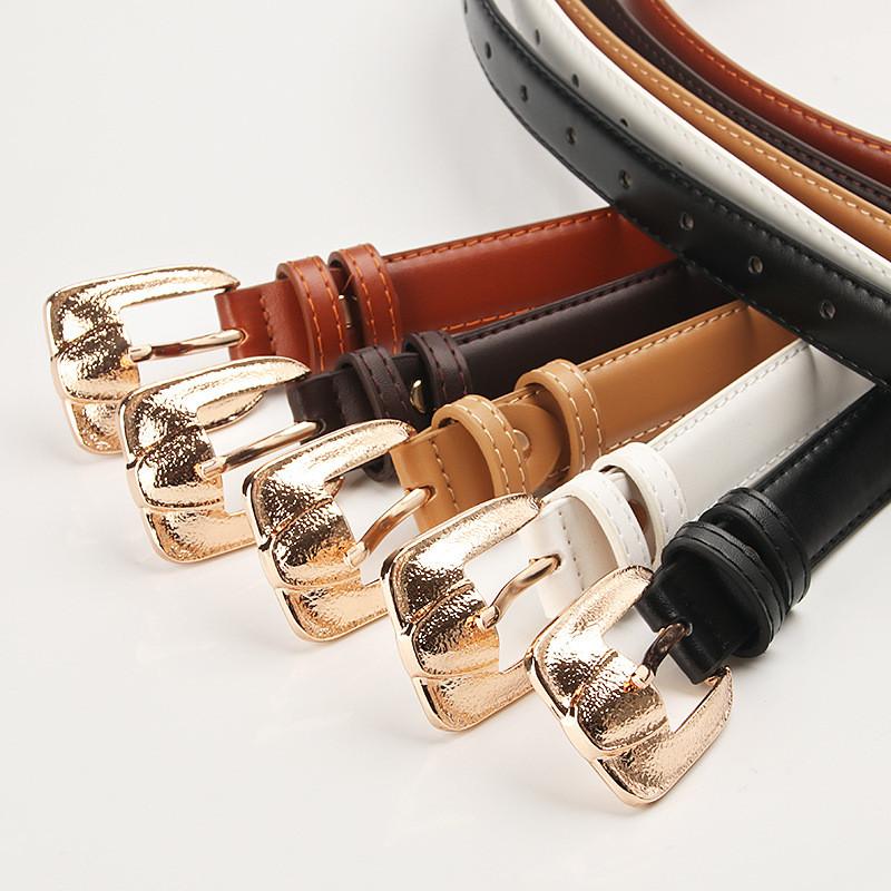 Минималистичный ремень из искусственной кожи для женщин с пряжкой-штифтом из сплава, в повседневном офисном стиле