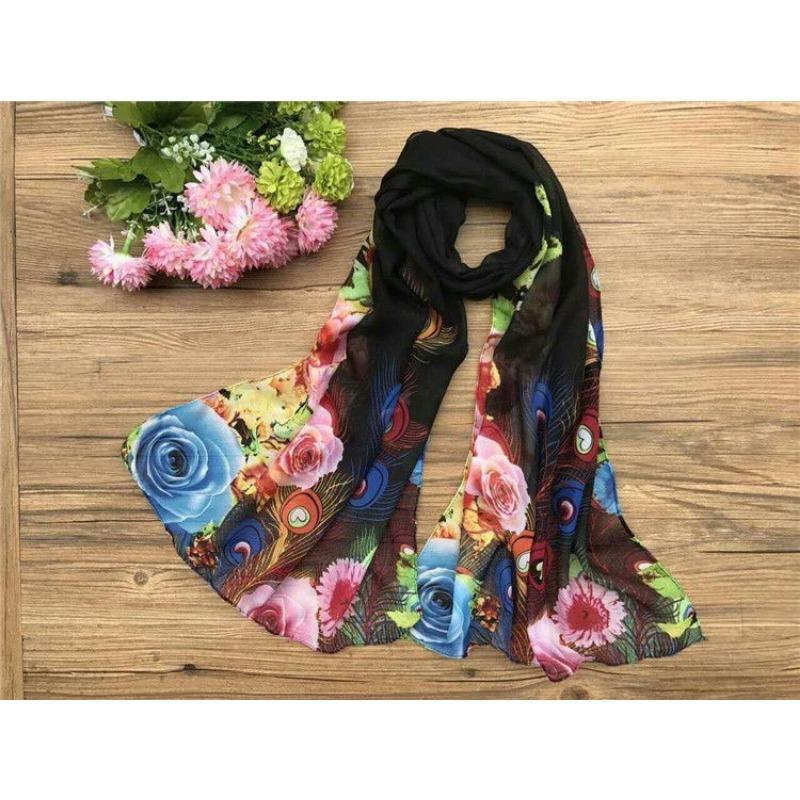 New Blackout Beach Towel Summer Air Conditioning Shawl Chiffon Scarf Temperament Celebrity Women's Gauze Scarf