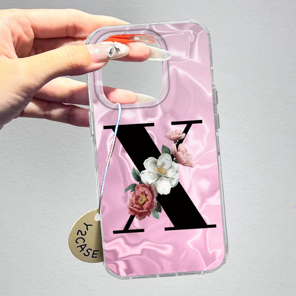A-Z Черная Буква Пион Цветок Противоударный Чехол для Телефона Для Xiaomi Redmi A5 A3 A4 A1 A2 9A 9C 9 10 Силиконовый Парный Чехол Задняя Крышка