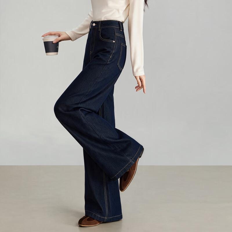 SLLSKY American Style High-Waisted Wide-Leg Denim Jeans