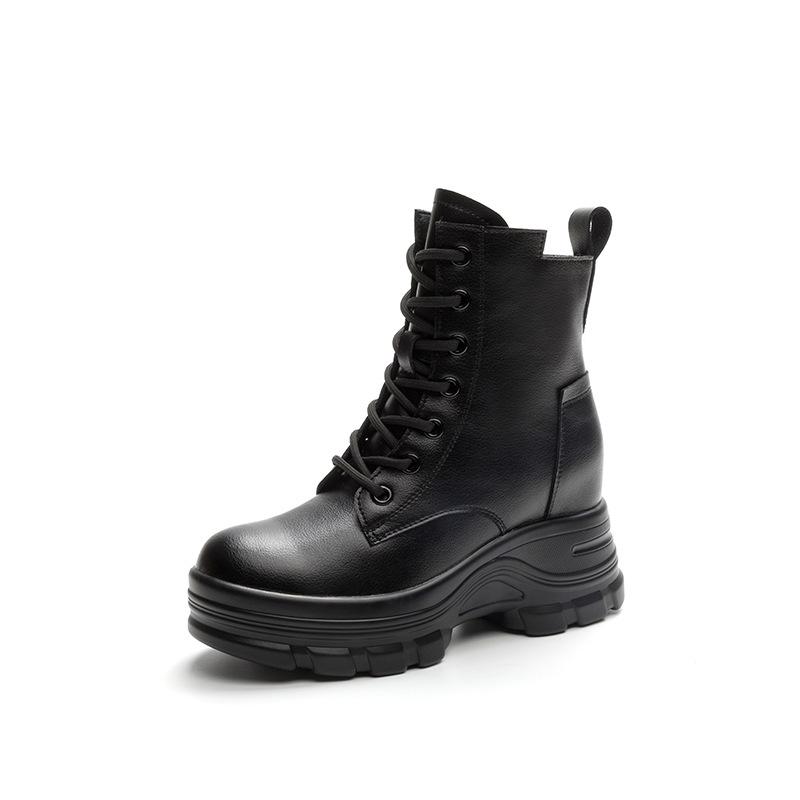 Короткие ботинки детские новые осенние новые универсальные женские туфли с внутренней высотой на толстой подошве ботинки Мартин тонкие ботинки