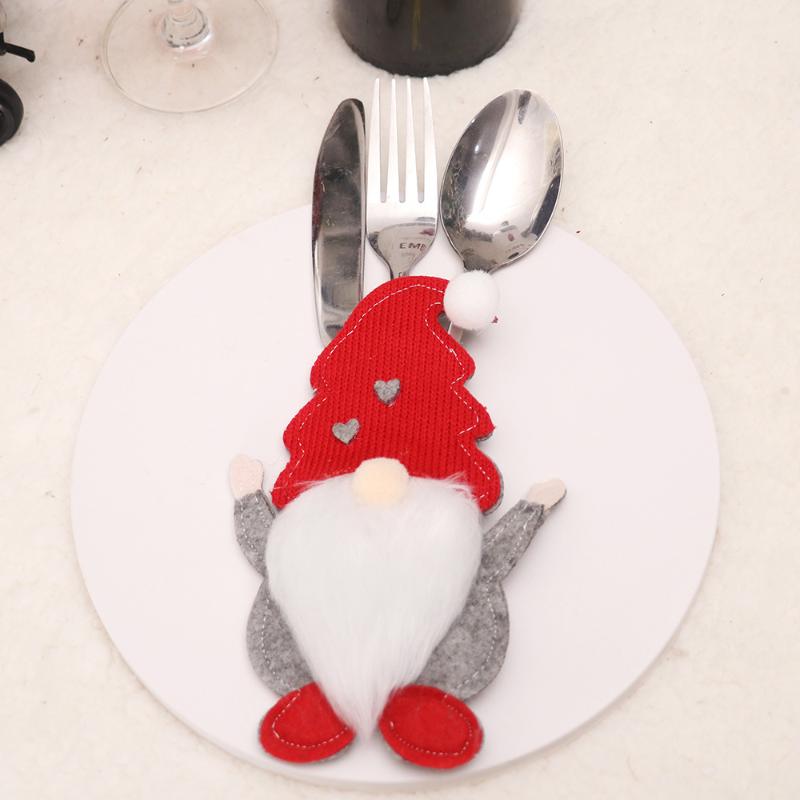 1pcs Christmas Cutlery Holder Knife Fork Bags Gnome Santa Claus Xmas Tableware Holders New Year Party Dinner Table Decoration