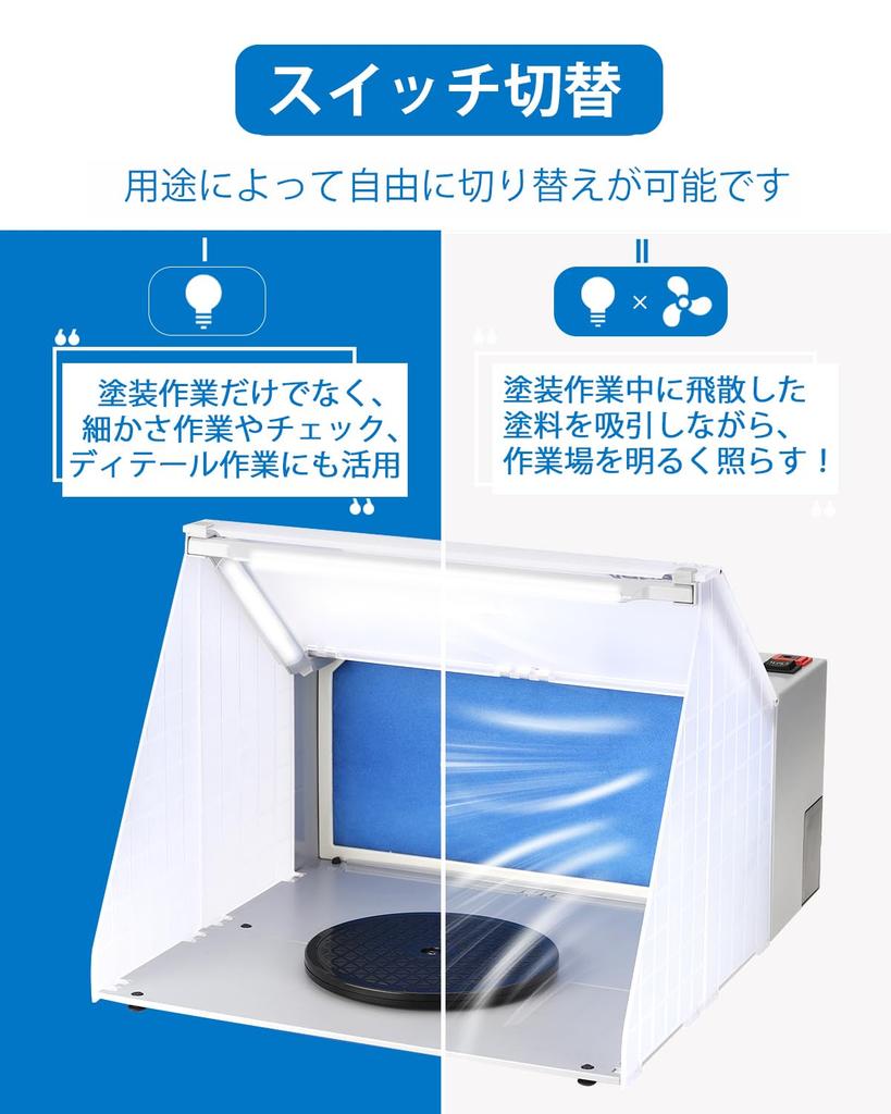 Anesty Paint Booth Spray Booth LED Lighting with 2 Switch Modes, LED Only Light, Includes Extension Duct Hose and Replacement Filter