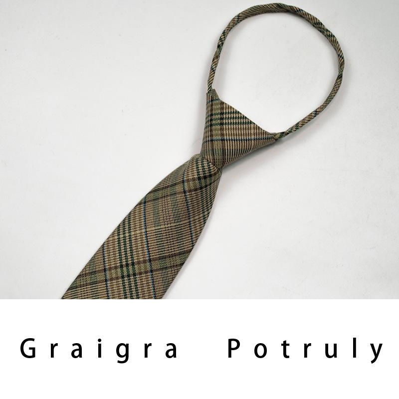 Qiandongge Suit And Tie Men'S Striped 8Cm Casual Tie Coffee Gray Dark Green Retro Work Plaid