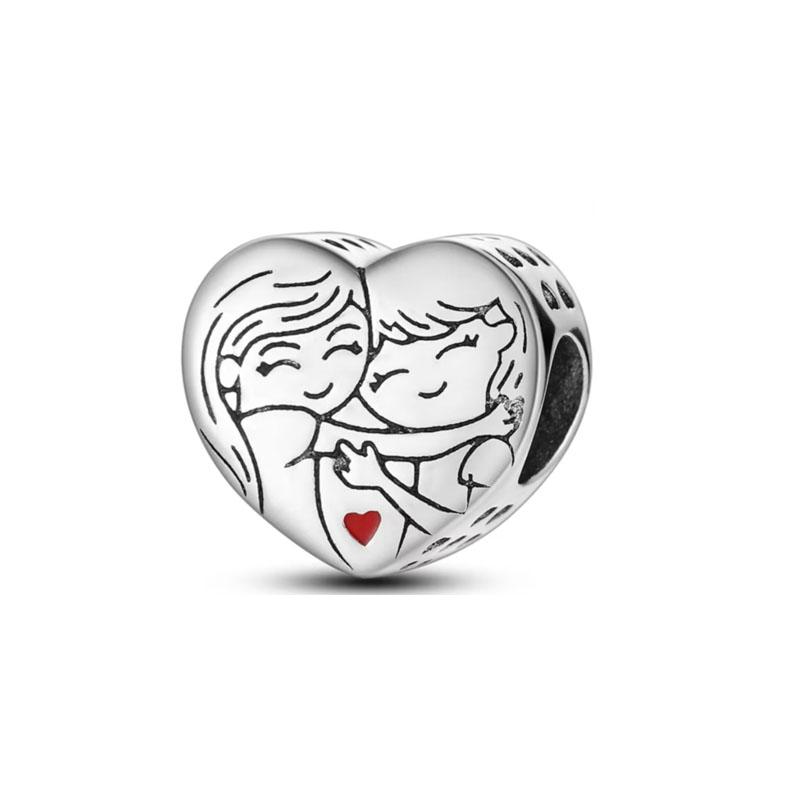 S925 Посеребренная коллекция «Любовь ко Дню матери», очаровательные бусины для мамы, подходят S925, оригинальные браслеты, ювелирные изделия «сделай сам», подарки на день рождения