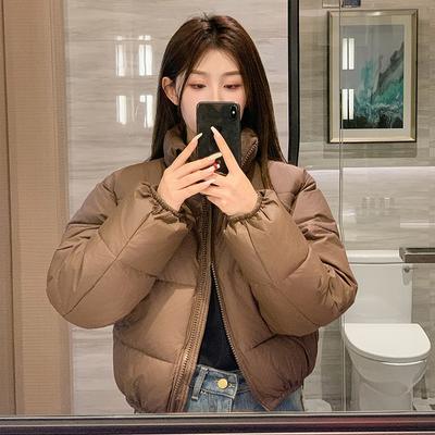 Короткая утолщенная пуховая хлопковая куртка женская зима 2025 новая куртка-хлеб с воротником-стойкой