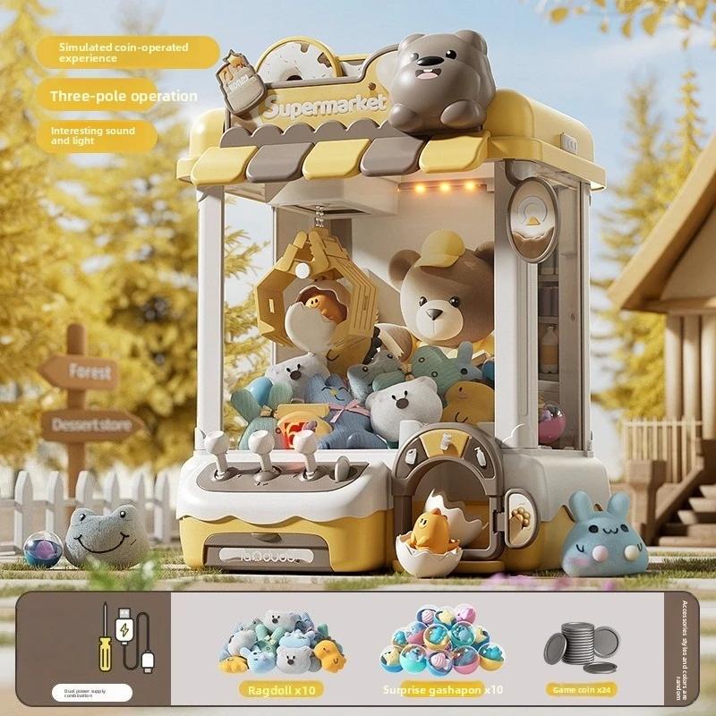 Игровой автомат для кукол Сделай сам Детский игровой автомат с монетоприемником Мини-кран для захвата игрушек Музыкальная кукла Детские рождественские подарки Игрушка для мальчика и девочки