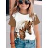 2025 Children T-Shirts New Animal Horse 3d Print Boy T-Shirts Fashion Short Sleeved Casual T-Shirts Boys' Clothing