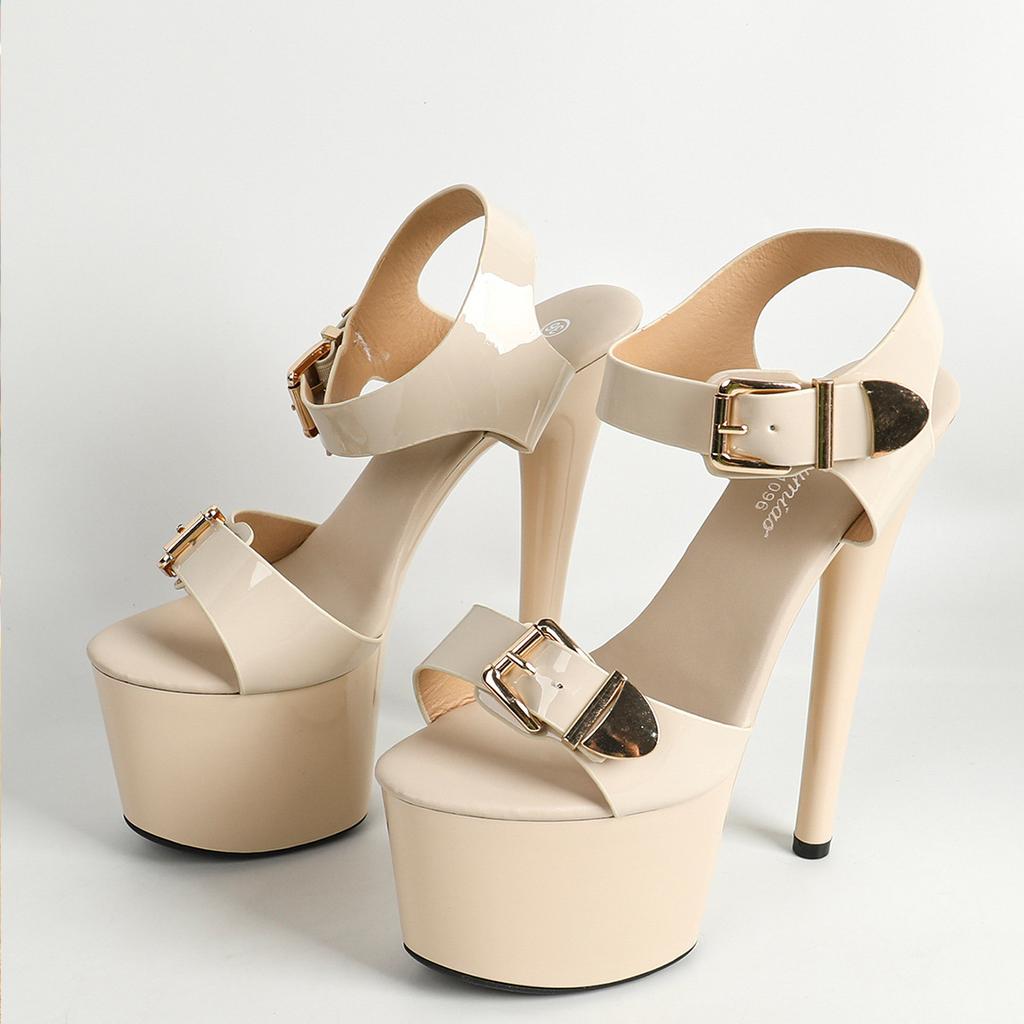 Женские сексуальные сандалии с черной пряжкой, танцевальная обувь, обувь для вечеринок для ночного клуба, водонепроницаемая платформа на 17 см и выше 7 см, LFD-181-A46