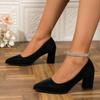 2024 Высококачественная обувь Женская One Kick Женские туфли-лодочки Осенние туфли с острым носком Однотонные вечерние туфли на блочном каблуке Неглубокие туфли большого размера