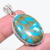Natural Copper Blue Turquoise 925 Sterling Silver Jewelry Pendant 1.85" J9s51