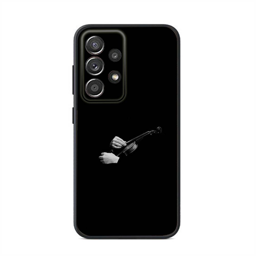 Музыкальный Чехол для Телефона с Изображением Скрипки и Гитары Для Samsung S24,23,22,21,20,10,10E,S9 Plus FE Note 20 Ultra 10,9 Plus Черный Чехол
