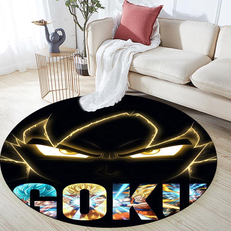 Son Goku pattern round rug,Carpet Rug for Living Room Bedroom Playroom ,Non-slip Floor Mat,Holiday Gifts and Birthday Gifts.