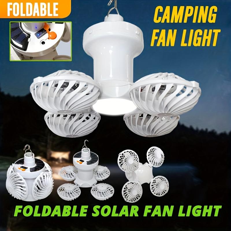 Солнечный вентилятор для кемпинга, Светильник с потолочным вентилятором, USB перезаряжаемый портативный электрический вентилятор, Подвесной ручной светильник с регулируемой скоростью, 3 цвета, Палатка,