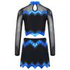 Girls Cheerleader Uniform Long Sleeve Crop Top Hollow Out Design Rhinestone Details Matching Dance Skirt Outfit