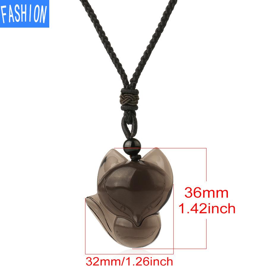 Кулон из натурального кристала с изображением лисы, обсидианового агата, индийского агата, регулируемое ожерелье