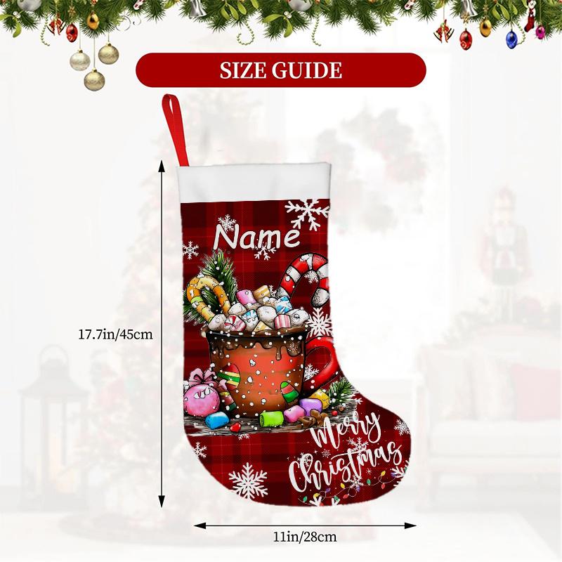 Christmas decoration fireplace hanging stocking1pc/s Creative Design Christmas Hot Cocoa Candy Snowflake Plaid