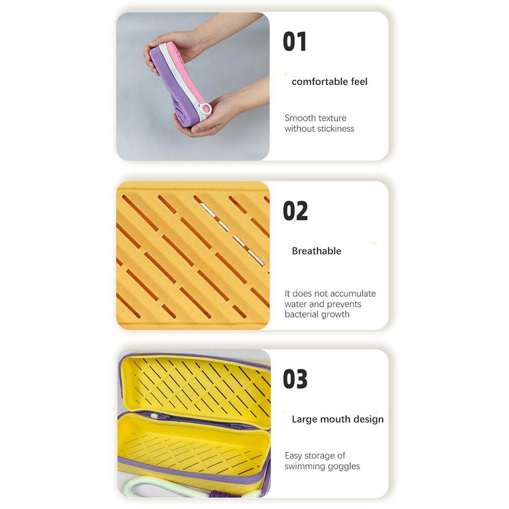 Large Capacity Silicone Swim Goggle Case Perforated Waterproof Eyeglasses Storage Bag Zipper Closure Portable