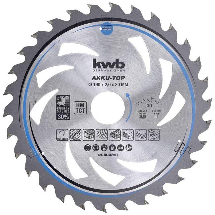 Kwb 586954 Lame de scie circulaire au carbure 190 x 30 x 1.3 mm Nombre de dents: 30 1 pc(s)