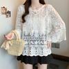 Dimanaf 2025 New Summer Basic Shirt Women Blouse Tops Tees Lace Loose White Short  Tees