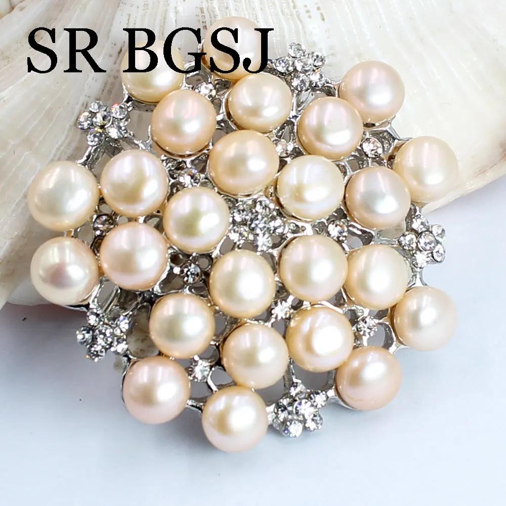 Роскошные украшения 100% Натуральный пресноводный жемчуг Свадебное микроинкрустированное цирконом Пальто Женские аксессуары на все случаи жизни Брошь-булавка