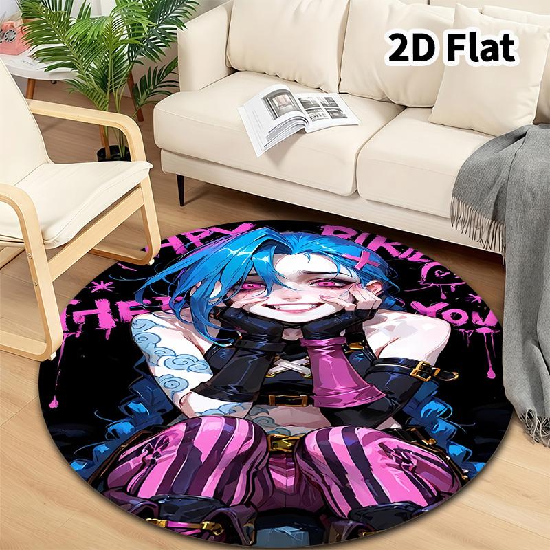 Jinx Round Area Rug Carpet Rug For Living Room Bedroom Sofa Playroom Decor Nonslip Floor Mat
