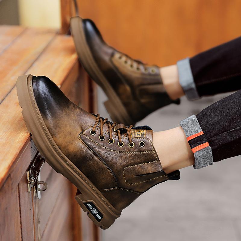 Мужская обувь Модные мужские высокие ботинки из натуральной кожи Деловые ботинки Мужские удобные ботильоны Высококачественные ботинки для мотокросса