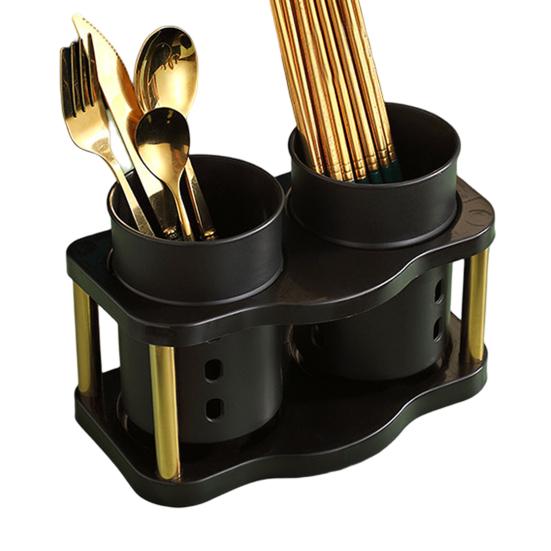 Chopstick Holder with Drainage Holes 2 Grids Large Caliber Orderly Kitchen Chopstick Case Shelf Dining Room Utensil