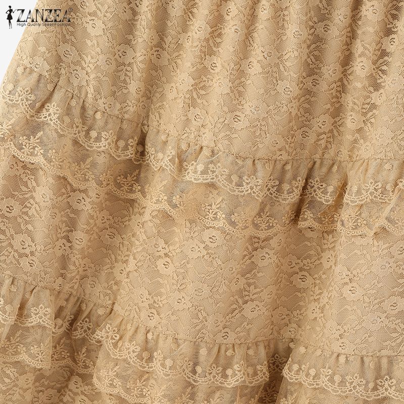 ZANZEA Женские летние модные пэчворк кружевные длинные юбки