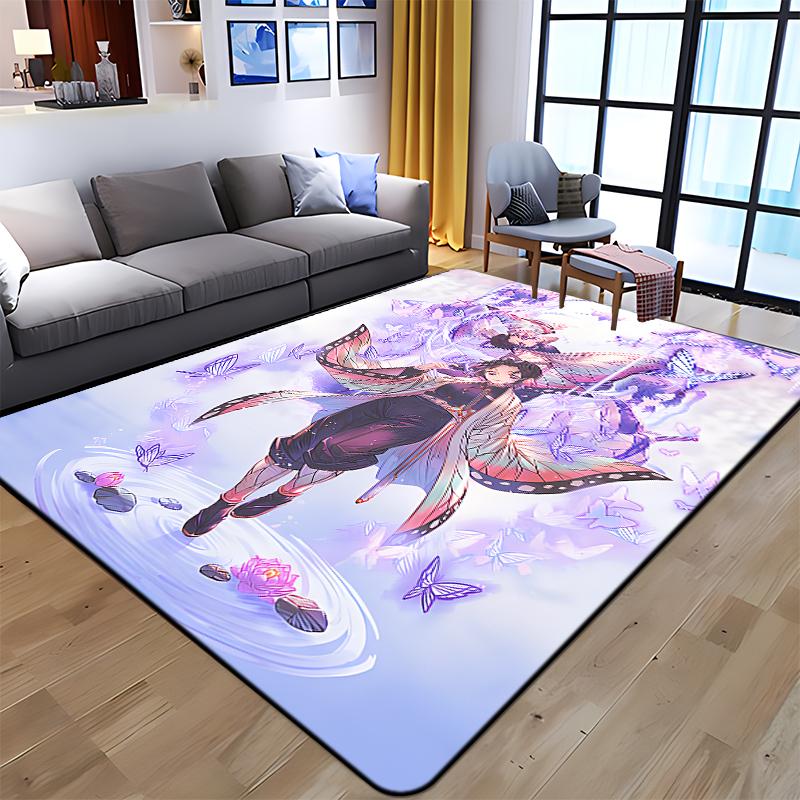 Demon Slayer Art Print Floor Mat Living Room Game Room Carpet Camping Picnic Mat Doormat Floor Mats Anime Room Decor Area Rug