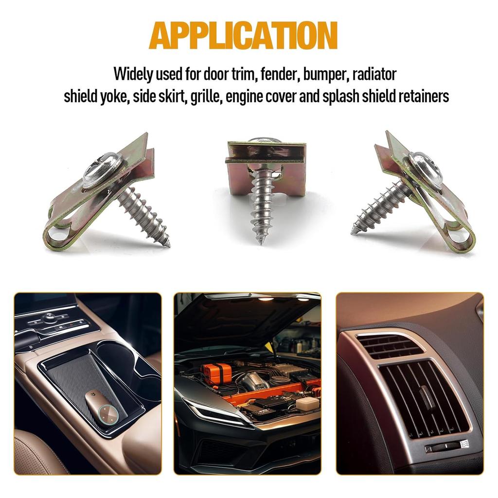 Автомобильные Винты и Клипсы, 100 шт. Автомобильные U-образные Гайки-Клипсы 6/8/10/12 Ассортимент Крепежные Элементы для Внутренней Отделки С Винтами из Нержавеющей Стали Для Приборной Панели Дверной Панели