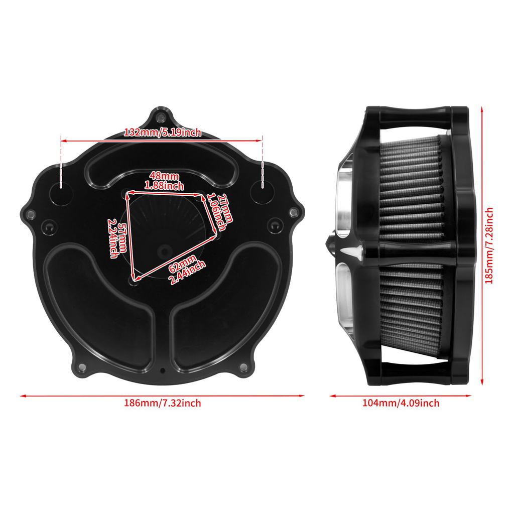HDBUBALUS Motorcycle Air Intake Air Filter for Harley Sportster Air 883XL 1200 Xl883n Xl1200x 2004-2022 Black and Grey