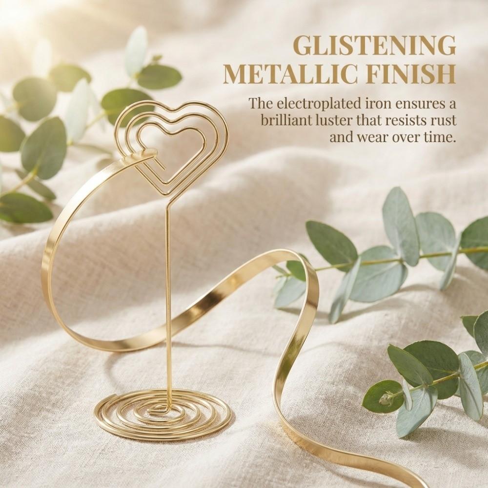 10Pcs Stable Base Place Card Holder Heart Shape Name Card Clips Name Card Holder Home Centerpiece