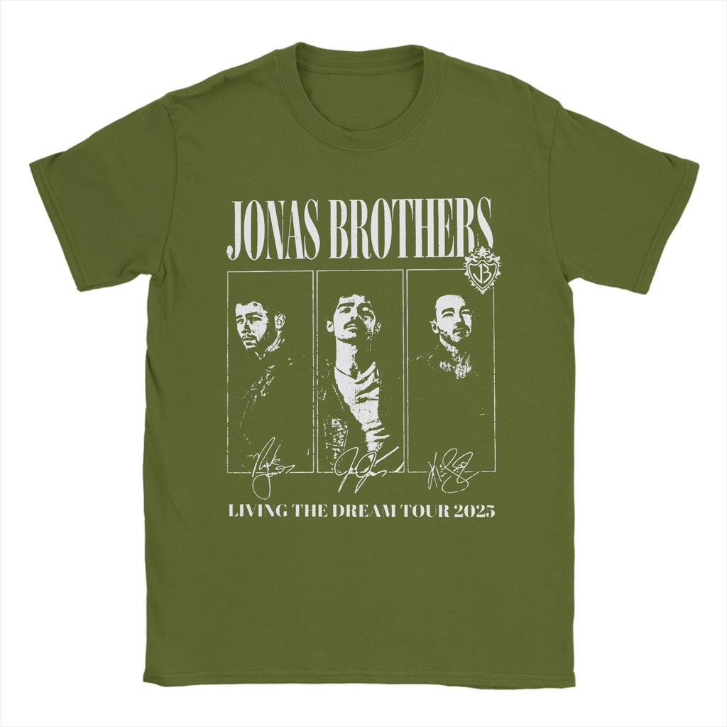Футболки Jonas Brothers Living The Dream Tour для мужчин 100% хлопок Футболка с круглым вырезом Футболки С коротким рукавом Одежда С графическим принтом