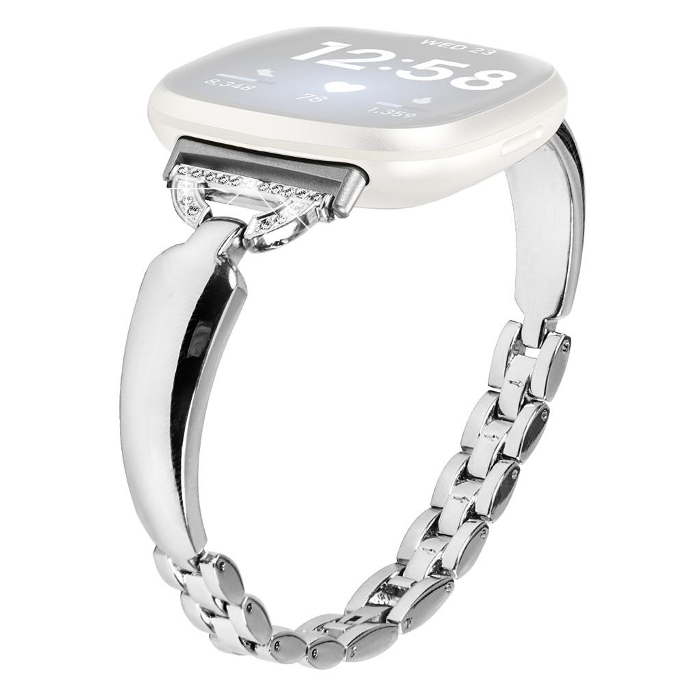 For Fitbit Versa 4/Sense 2 Watch Band D-shaped Rhinestone Decor Dressy Copper Bracelet Strap