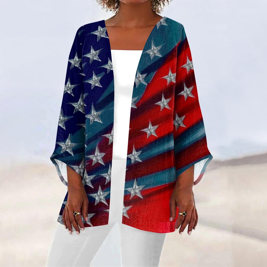 Женская повседневная модная легкая куртка средней длины с принтом, кардиган