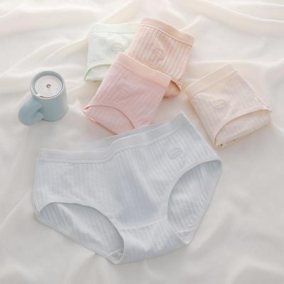 Женские хлопковые трусы в японском стиле со средней посадкой: Однотонное, удобное нижнее белье