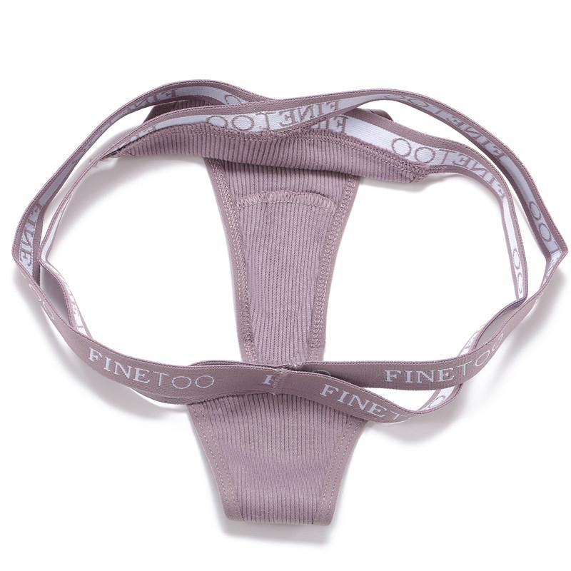 FINETOO 2Pcs/set Women Panties Sexy Thongs Cotton Underwear Letter G-string Panties Cross Belt Ladies Soft Low Waist Thongs Female Briefs Lingerie